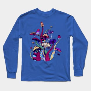 Colorful Bohemian Retro Mushrooms Hippy Design Long Sleeve T-Shirt